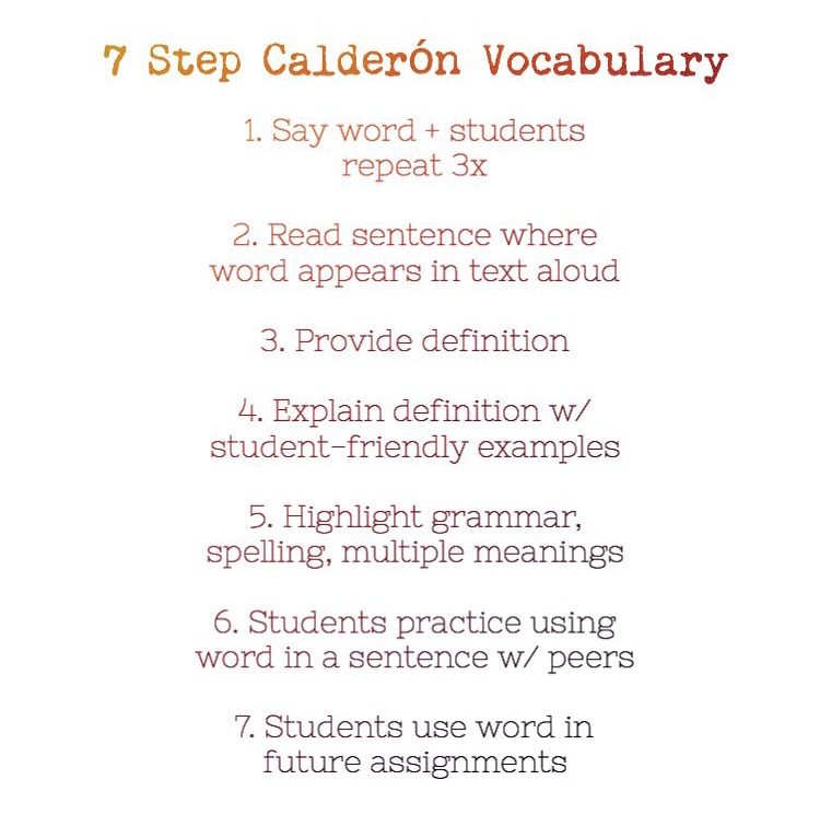 7 steps calderon vocabulary