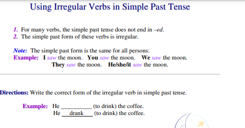 Irregular past tense verbs