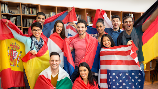students with their countryflag