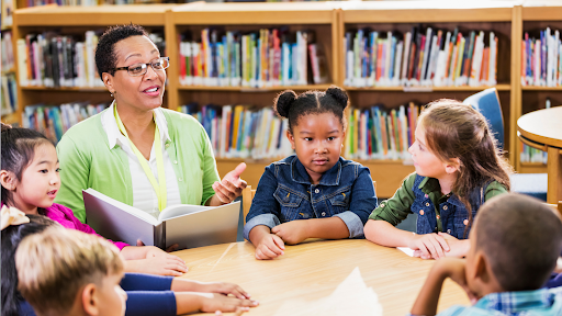 teacher reading aloud