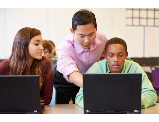 student using laptop