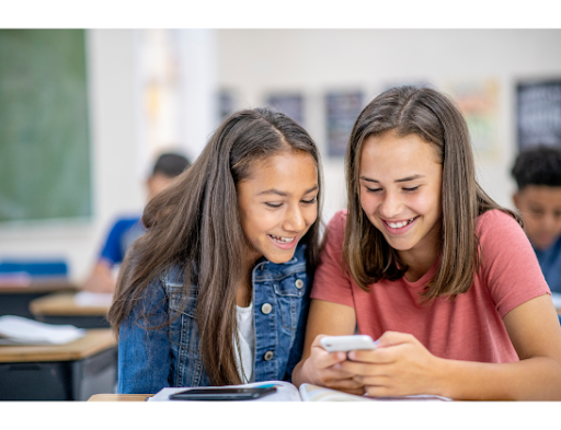 students using phone